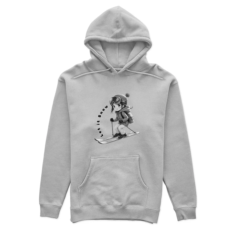 Cute Anime Chibi Character Skiing in Winter Female Pullover Hoodie