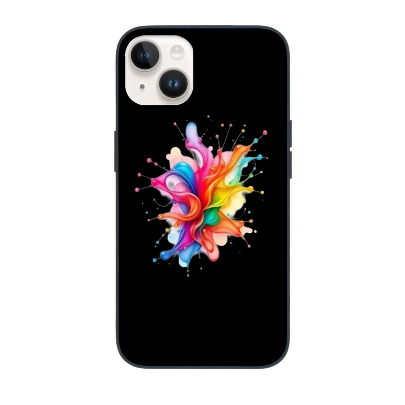 Vibrant Rainbow Watercolor Splash Abstract Art iPhone Case