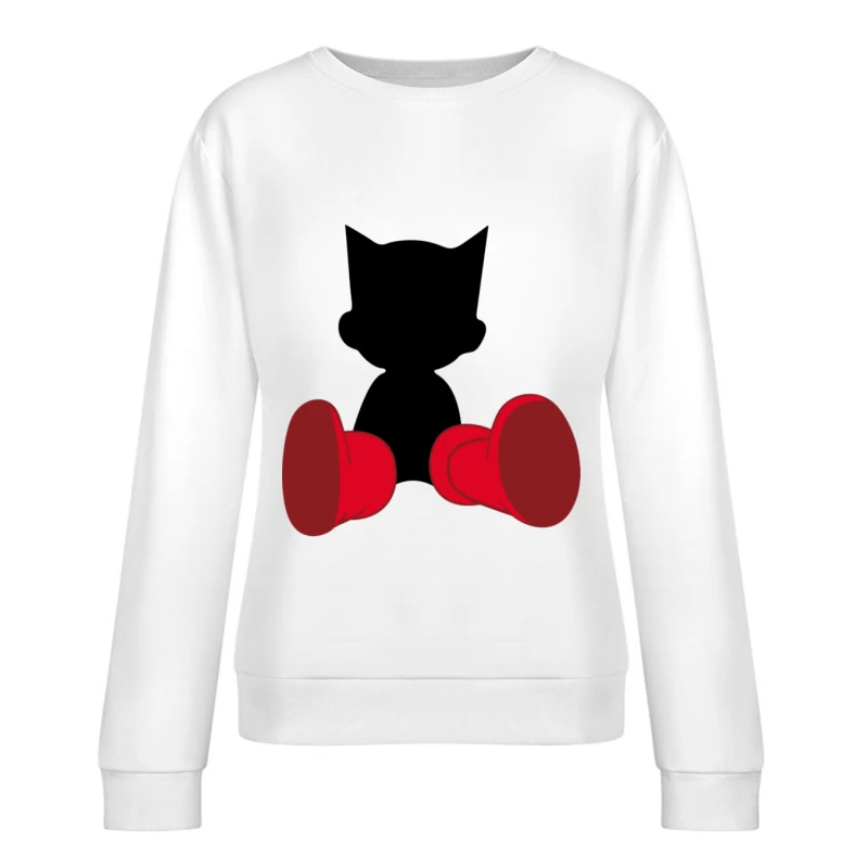Schwarze Silhouette mit roten Stiefeln Damen Pullover Sweatshirt