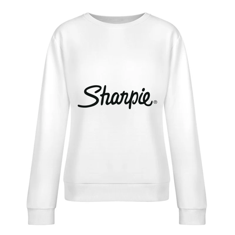 Sharpie Brand Logo in Classic Black Script Typography Female Pullover Sweatshirt