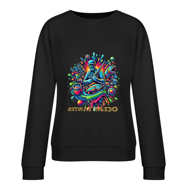 Psychedelic Fishing Adventure Art Female Pullover Sweatshirt