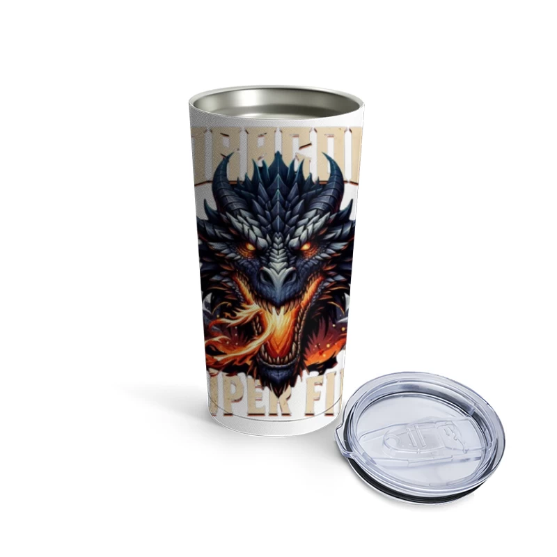 Menacing Dragon Head with Super Fire Flames Travel Mug