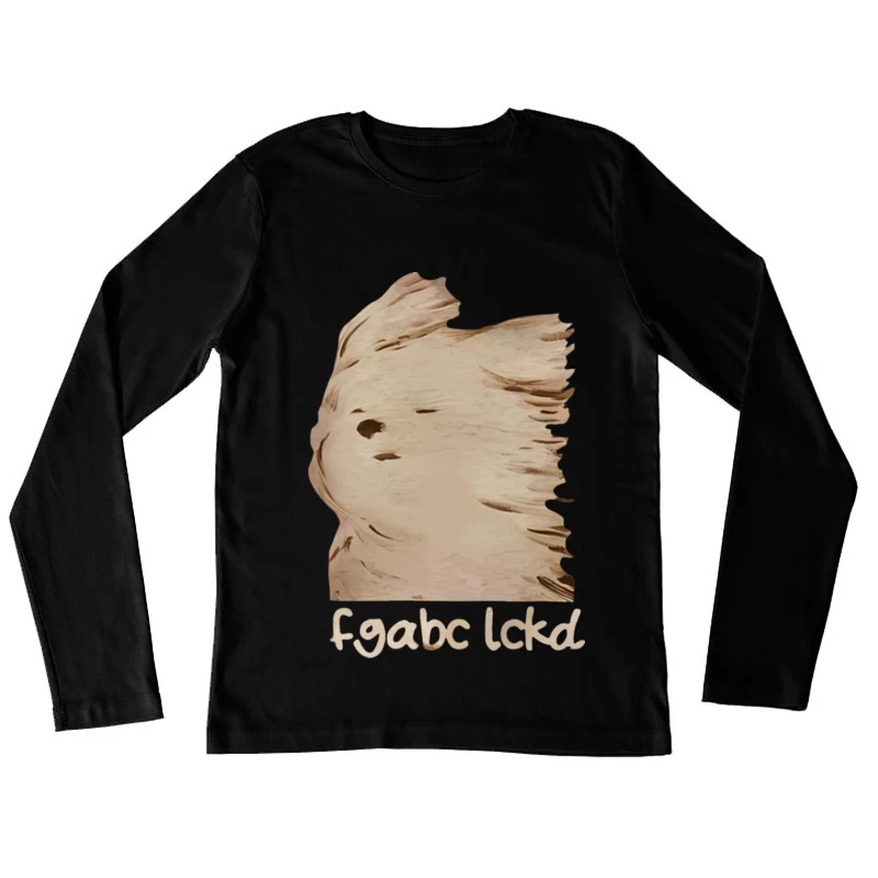 Holztafel mit seltsamem Gesicht und Text Damen Langarm T-Shirt