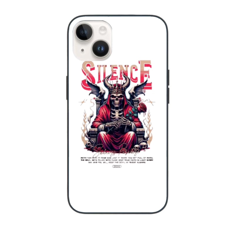 Gothic Skull King on Throne with Red Roses iPhone Case