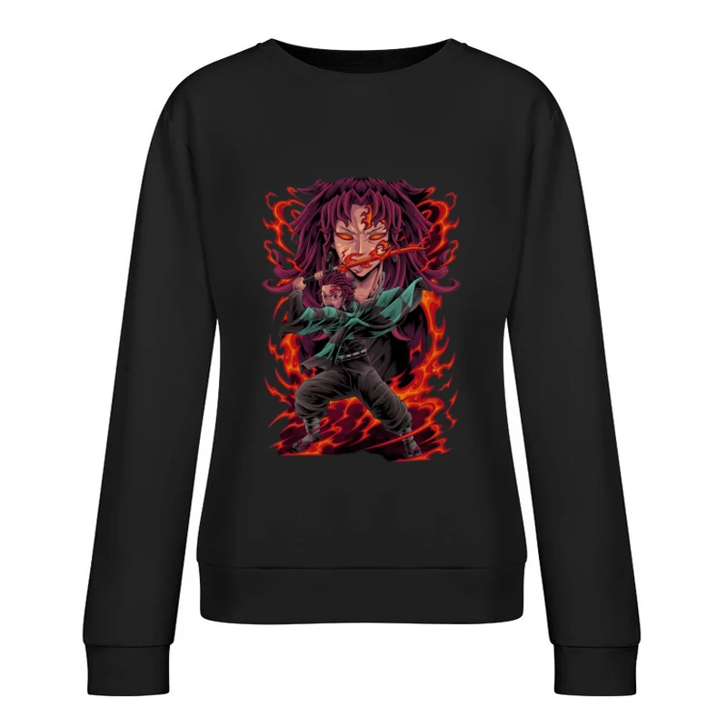 Feuerkrieger mit Flammenschwert Damen Pullover Sweatshirt