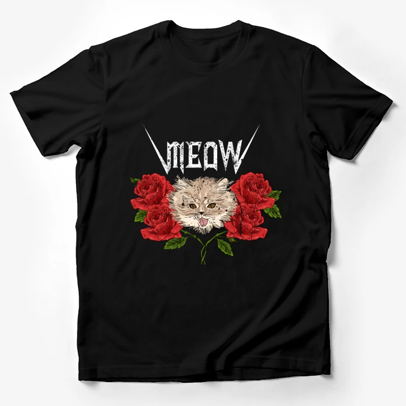 Chat Heavy Metal avec Roses Homme T-Shirt