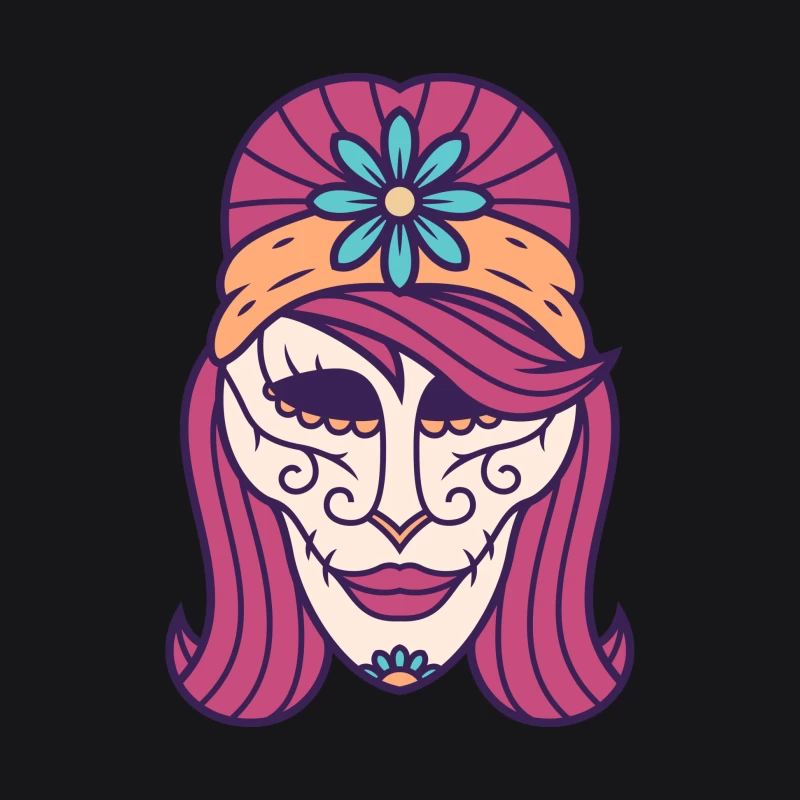 Masque de calavera coloré avec motif floral Homme Sweat à capuche