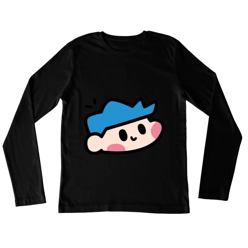 Niedliche Cartoon-Charakter mit blauem Hut Damen Langarm T-Shirt