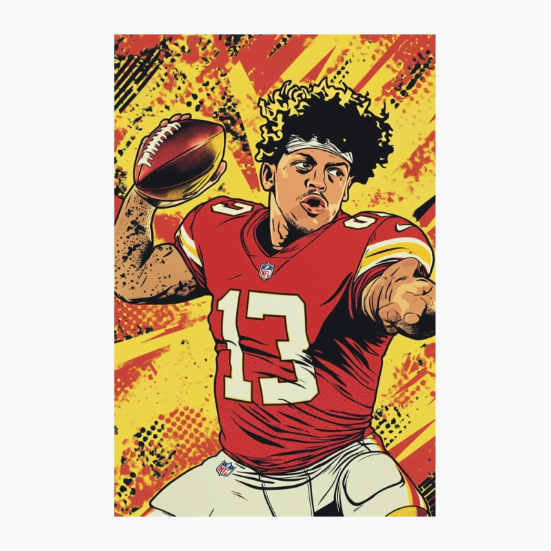 Dynamic Artistic Illustration of NFL Quarterback in Action Cotton Tote Bag