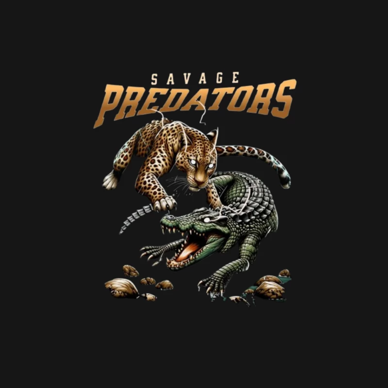 Savage Predators: Jaguar vs Crocodile Battle Art Female Long Sleeve T-Shirt