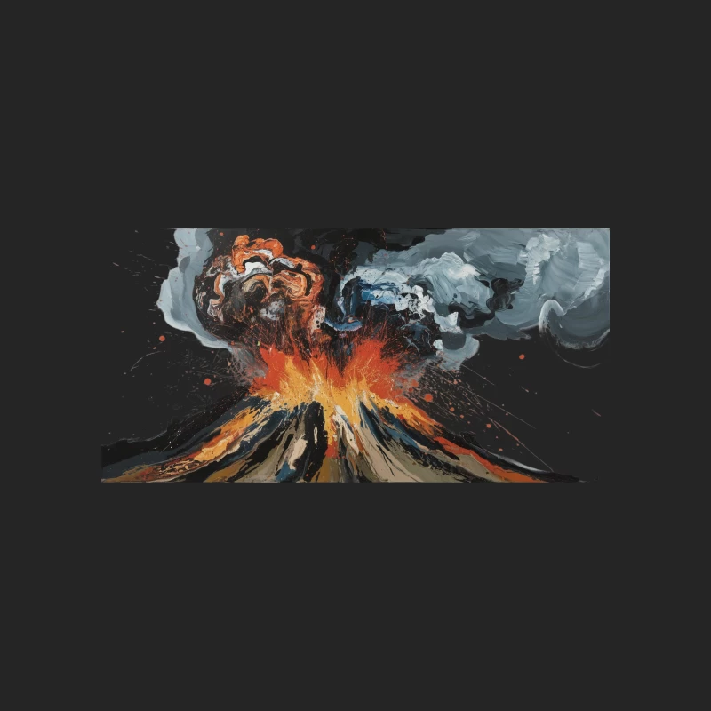 Explosive Volcanic Eruption: Abstract Painting of Lava and Smoke Male Pullover Sweatshirt