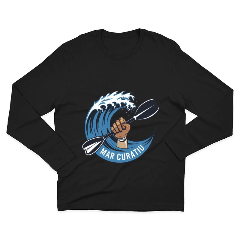 Mar Curativ Ocean Sports Logo with Rising Wave and Paddle Male Long Sleeve T-Shirt