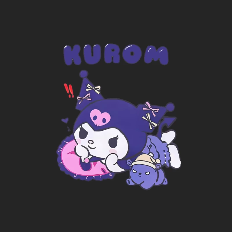 Illustration Kawaii de Kuromi avec Donut Homme Sweat-shirt à enfiler