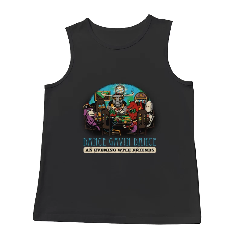 Dance Gavin Dance: Cartoon Characters Playing Poker Under Disco Ball Male Tank Top