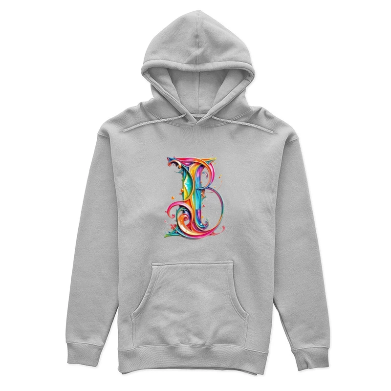 Ornate Rainbow Watercolor Letter B Typography Art Female Pullover Hoodie