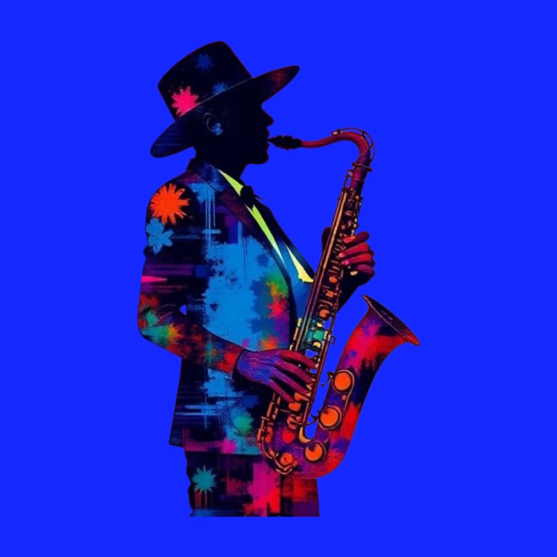 Colorful Saxophonist Silhouette Pin