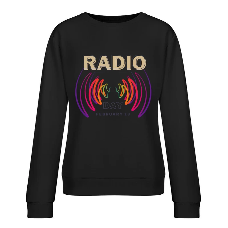 Radio Day – Vibrant Soundwave Celebration Female Pullover Sweatshirt