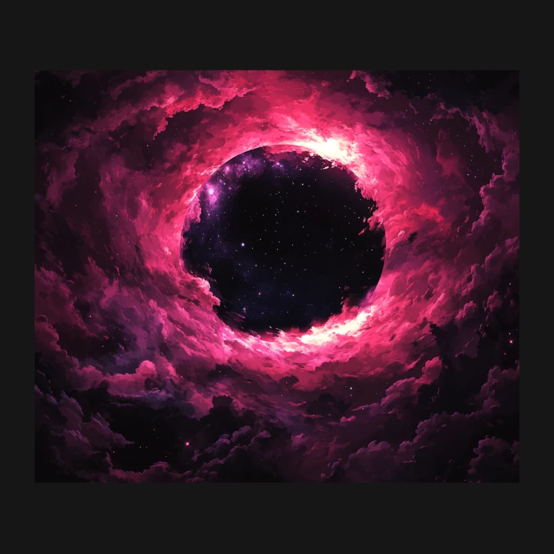Cosmic Pink Nebula Surrounding Black Hole in Deep Space Mouse Pad