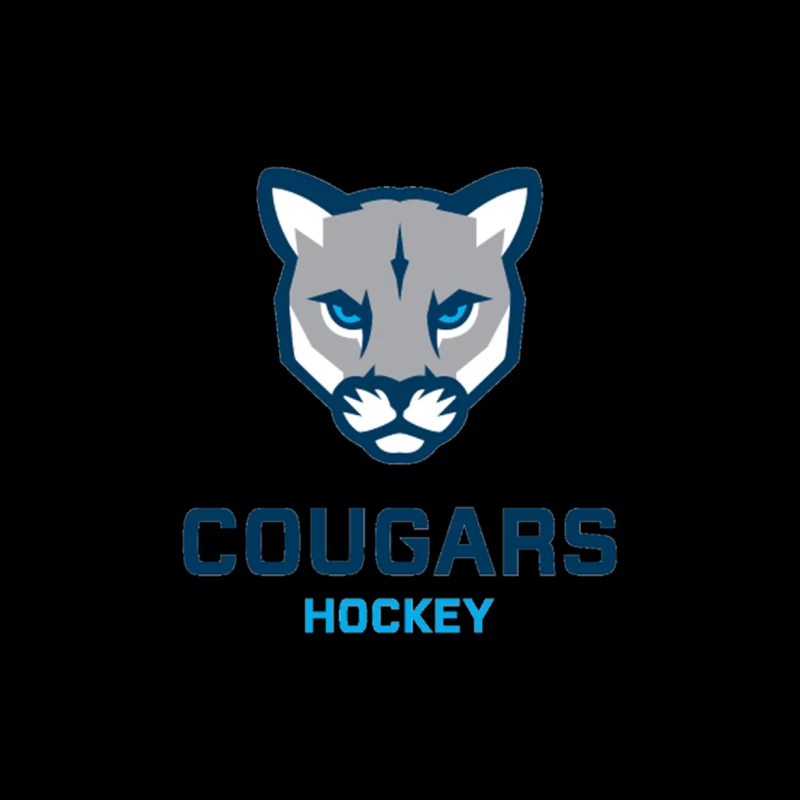 Cougars Hockey Team Logo with Blue and Gray Cougar Head Design Throw Pillow