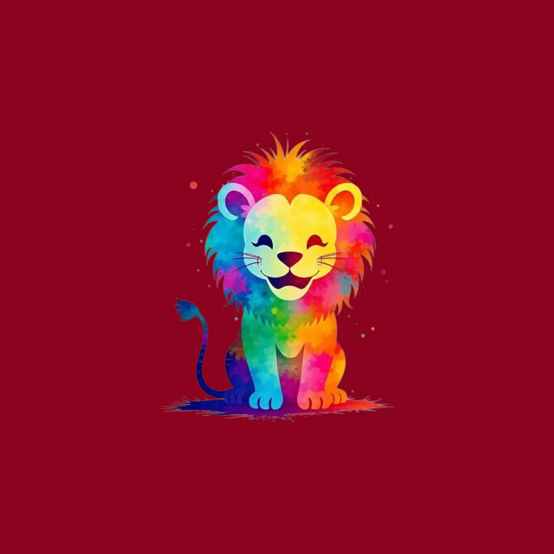 Colorful Cartoon Lion Illustration Travel Mug