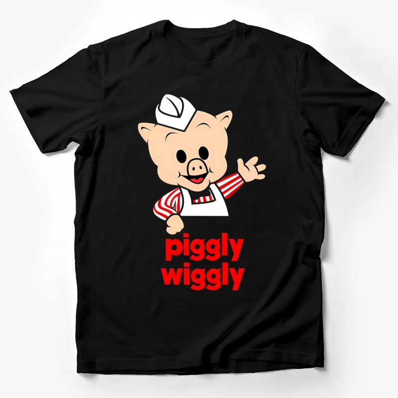 Piggly Wiggly Grocery Store Cartoon Pig Mascot Logo Male T-Shirt