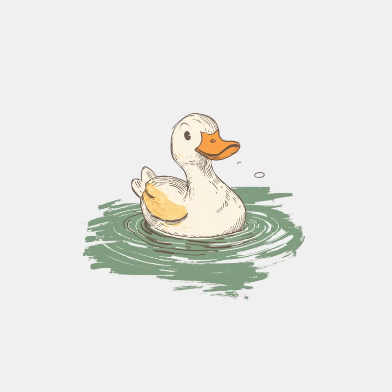 Cute Cartoon Duck Swimming in Water Illustration Male Tank Top
