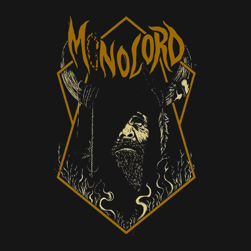 Minimalist Gold Gothic Logo with Bearded Figure Design Male Long Sleeve T-Shirt