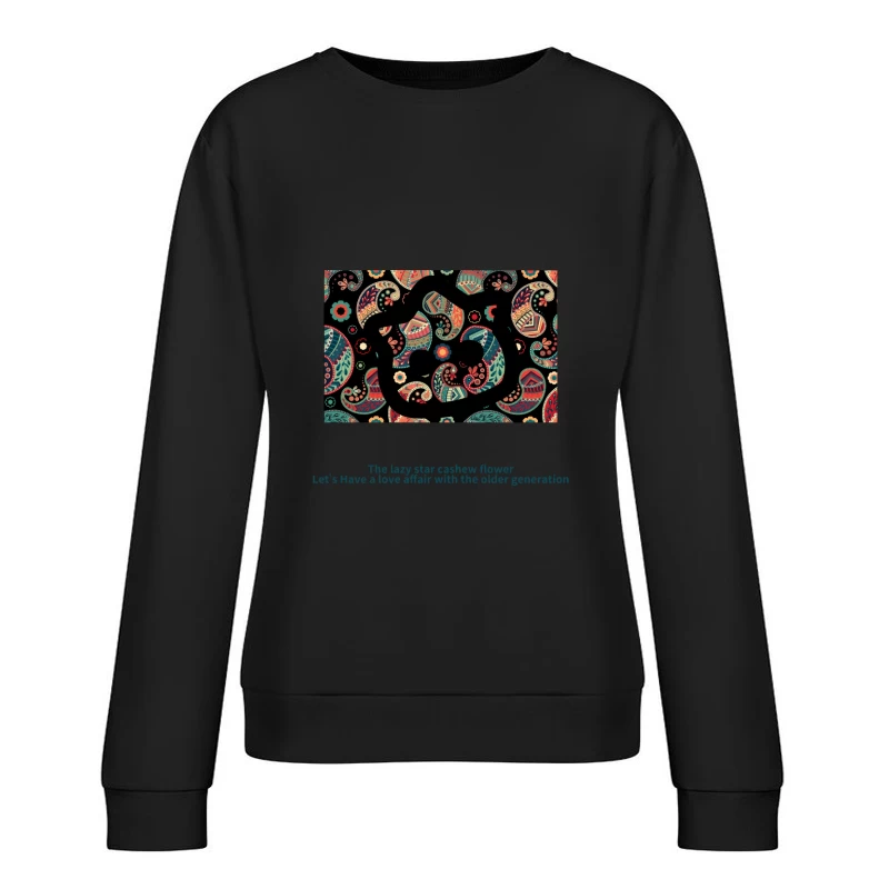 Paisleymuster mit Blumen und Sternmotiv Damen Pullover Sweatshirt