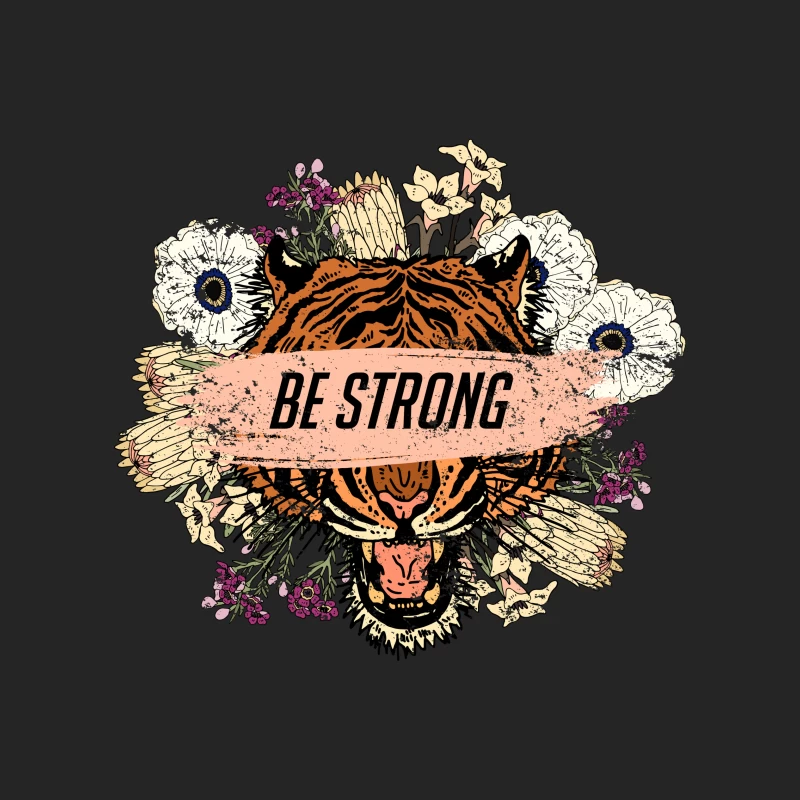 Tigre puissant avec fleurs et slogan Homme Sweat-shirt à enfiler