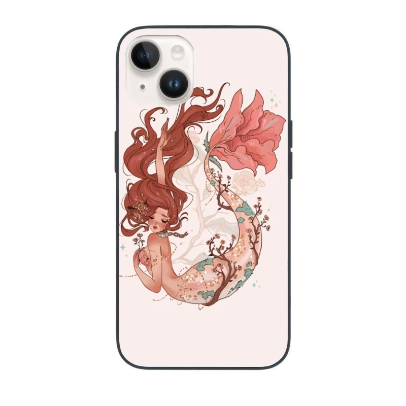 Enchanting Pastel Mermaid with Floral Accents iPhone Case