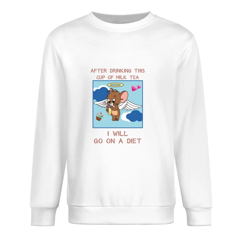 Niedliche Maus mit Milchtee und Diätversprechen Herren Pullover Sweatshirt