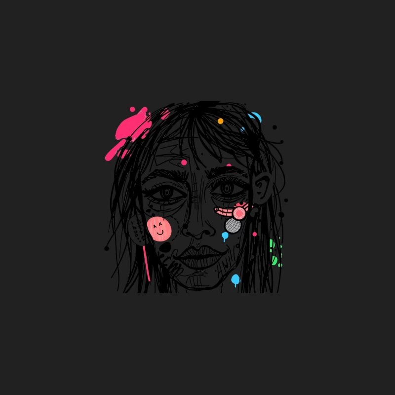 Abstract Colorful Face Illustration Bucket Hat
