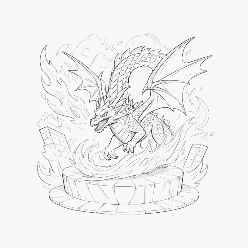 Mighty Dragon Ascending Amidst Flames Cotton Tote Bag