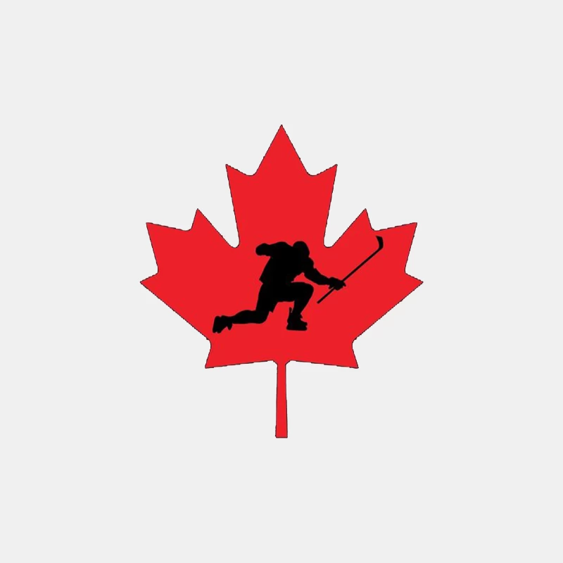 Canadian Hockey Player Silhouette on Red Maple Leaf Male Tank Top