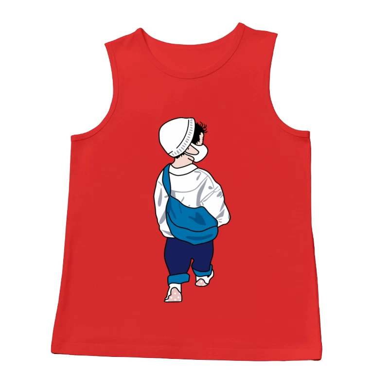 Kleinkind mit weißer Mütze und blauer Tasche Herren Tanktops