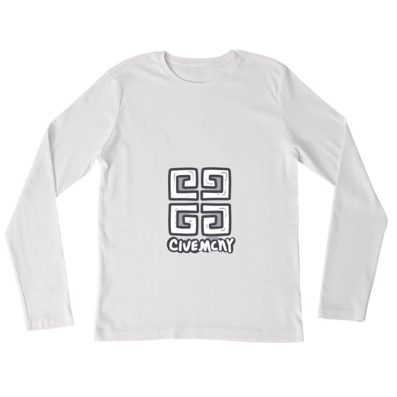 Abstraktes Logo-Design Damen Langarm T-Shirt