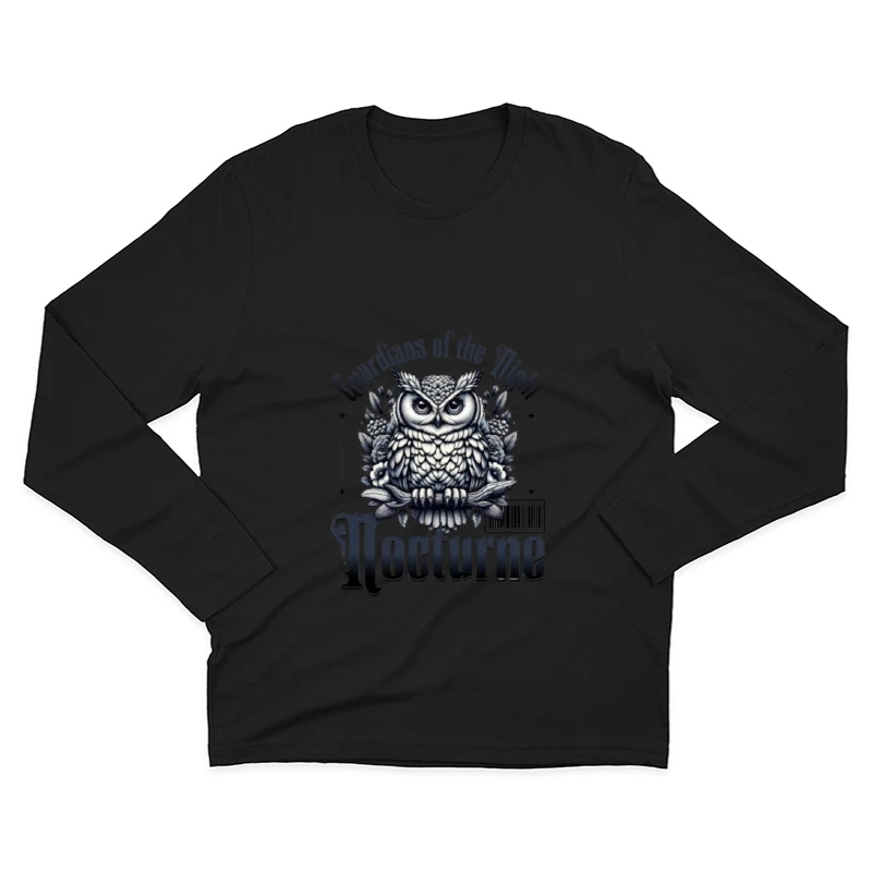 Gothic Night Guardian Owl Vintage Illustration Male Long Sleeve T-Shirt