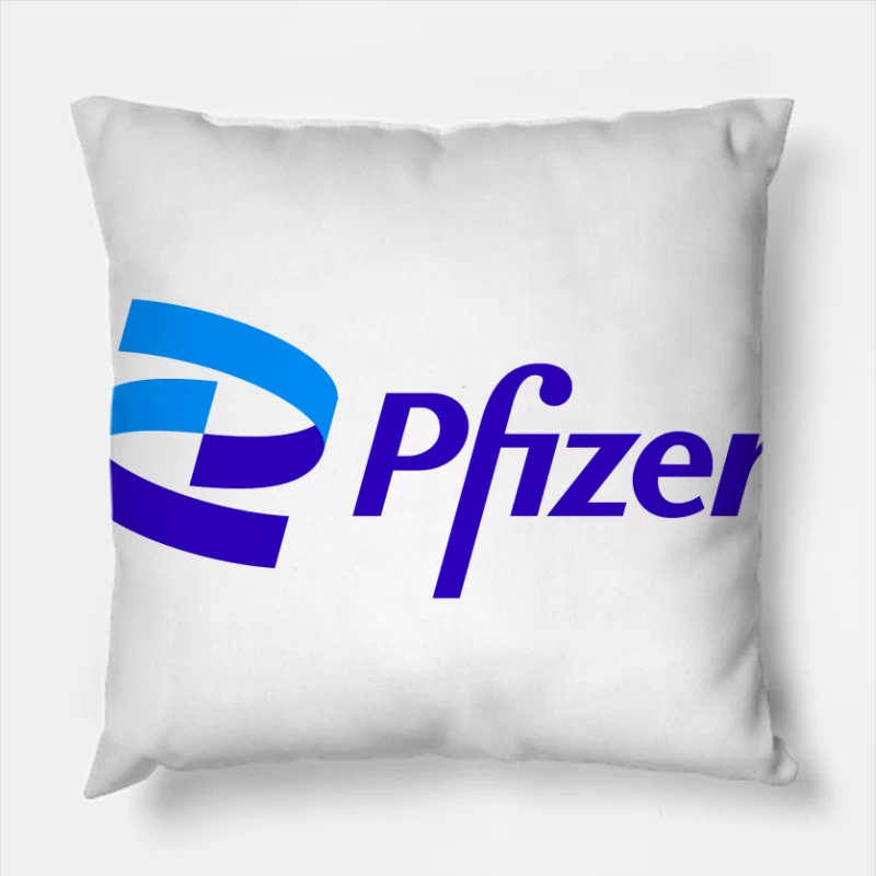 Pfizer Pharmaceutical Company Logo in Blue and Purple Throw Pillow