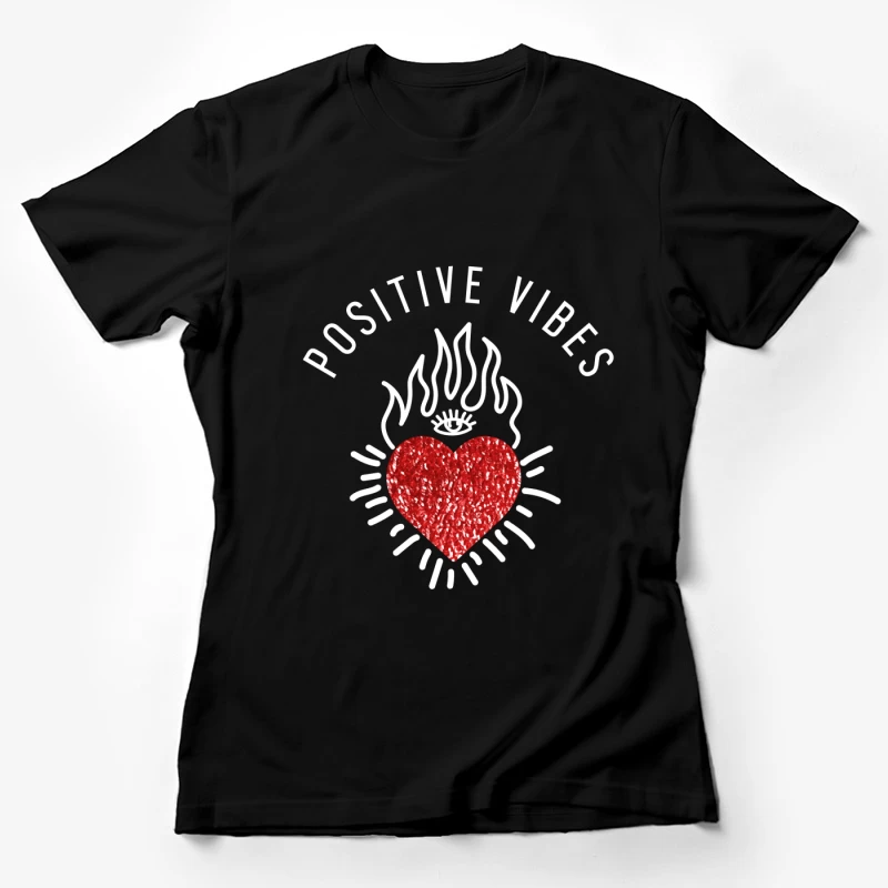 Positives Herzdesign mit Flammen Damen T-Shirt
