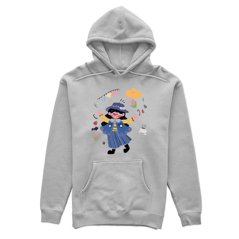 Fröhliches Mädchen im Garten Damen Pullover Hoodie