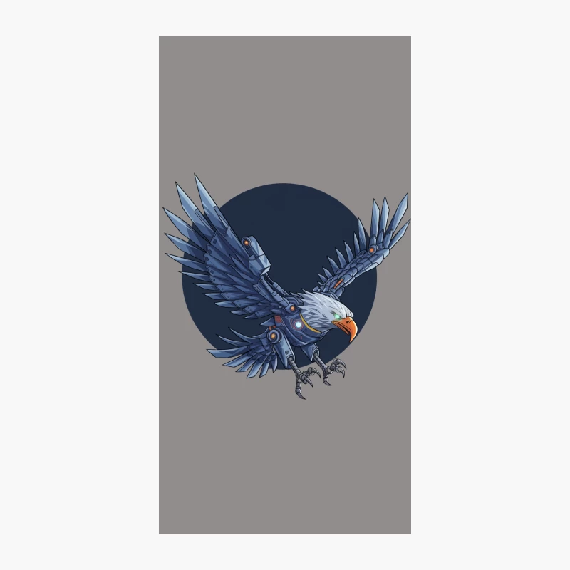 Mechanical Eagle: A Futuristic Robotic Bird in Digital Art iPhone Case