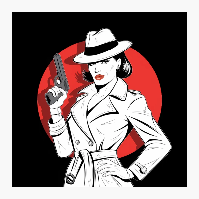 Stylish Femme Fatale in Film Noir Setting Pin