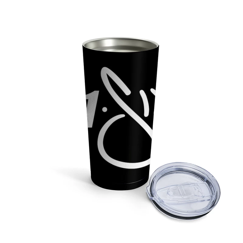 White Minimalist Number 11 Logo Outline Travel Mug