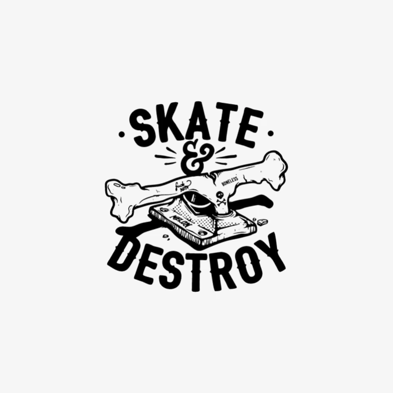 Graphique Skate et Détruire avec Os et Skateboard Homme Manches Longues T-Shirt
