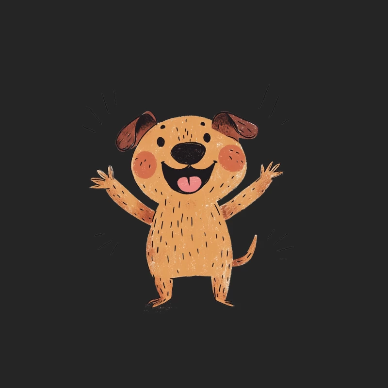 Cheerful Cartoon Dog: Cute Illustrated Character Male Pullover Sweatshirt