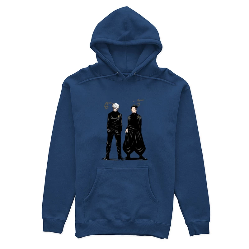 Zwei Charaktere in schwarzer Kleidung Damen Pullover Hoodie