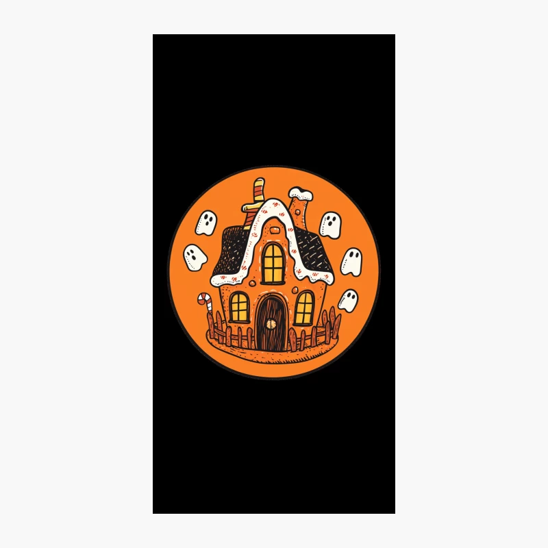 Spooky Halloween Haunted House with Ghosts Cartoon Illustration iPhone Case