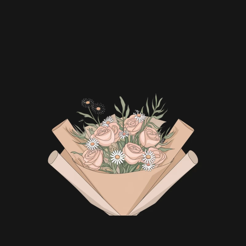 Elegant Pastel Floral Bouquet Illustration Mouse Pad