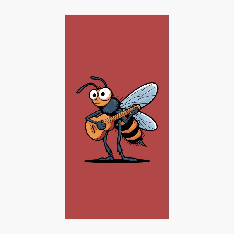 Musical Cartoon Bee Playing Acoustic Guitar iPhone Case