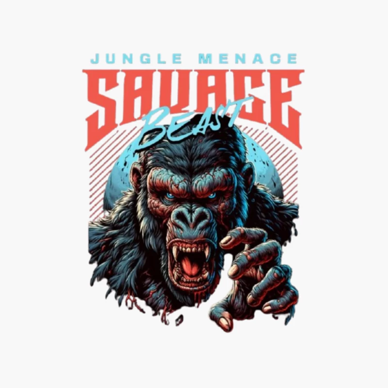 Savage Jungle Gorilla Monster Retro Art Design Cotton Tote Bag